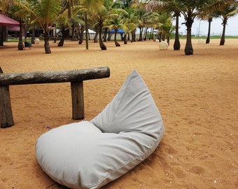 OUTDOOR bean bag chair cover Cream / beige with waterproof inner case, outdoor bean bag covers, large bean bag chairs, Cream