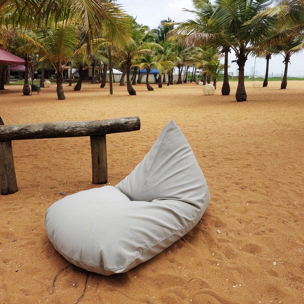 OUTDOOR bean bag chair cover Cream / beige with waterproof inner case, outdoor bean bag covers, large bean bag chairs, Cream