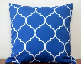 Blue waterproof outdoor cushion cover 16" or 18", SANTORINI outdoor pillow case, Patio pillow case