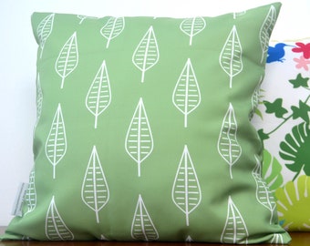 Green waterproof outdoor cushion cover 16" or 18", ALPS outdoor pillow case, Patio pillow case Nature, Leaves