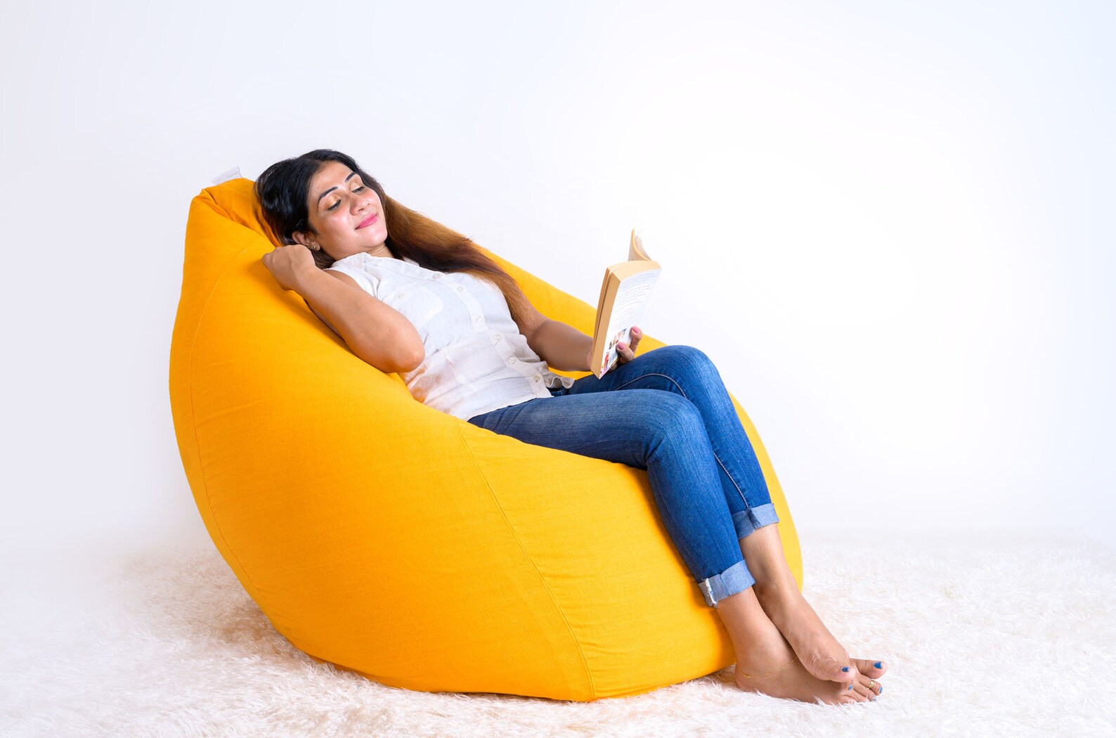 XL Round bean bag chair cover Blue in handloom cotton with Etsy