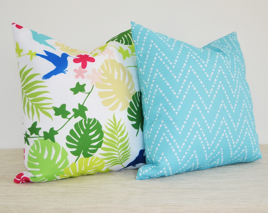 2 WATERPROOF OUTDOOR Throw Pillow cases 18 Tropical Etsy