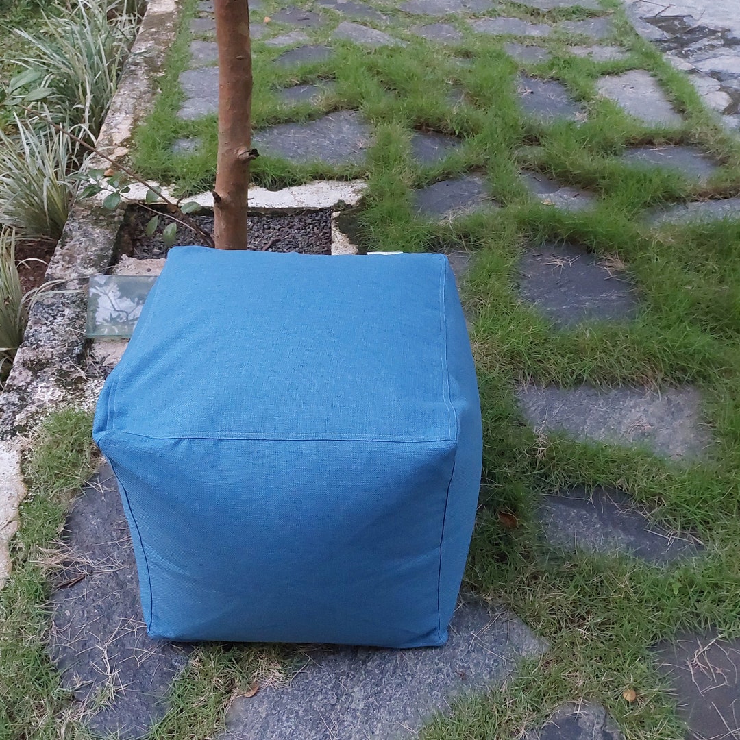 Blue OUTDOOR Pouf / Ottoman Cover 16 Cube Waterproof Inner Case, Blue