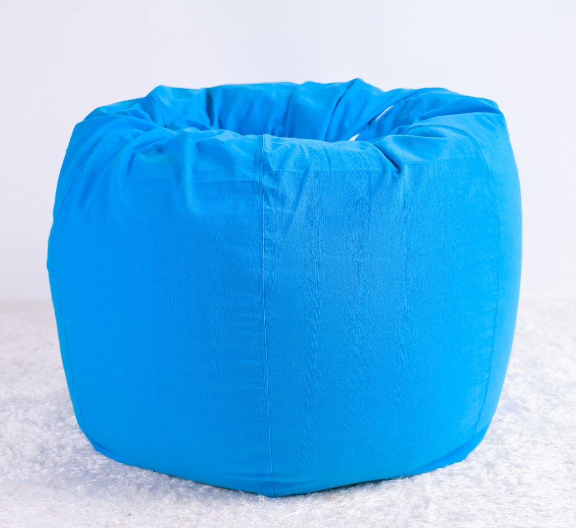XL Round Bean Bag Chair Cover Blue in Handloom Cotton With Etsy