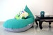 Turquoise cotton bean bag chair cover in handloom cotton with waterproof inner case, Turquoise Aqua Grey bean bag covers 