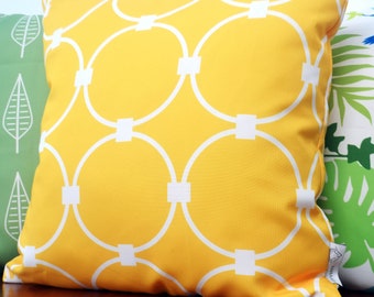 Yellow waterproof outdoor cushion cover 16" or 18", 20" TUSCANY outdoor pillow case, Patio pillow case Geometric design