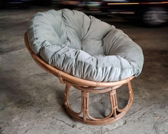 MIST grey-green Papasan chair cushion cover in soft velvet, also used as a floor cushion