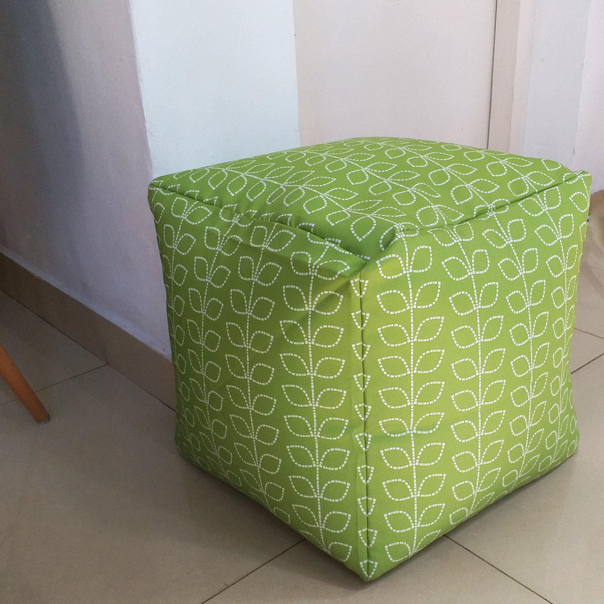 WATERPROOF OUTDOOR Pouf / Ottoman cover 16 square Green Etsy