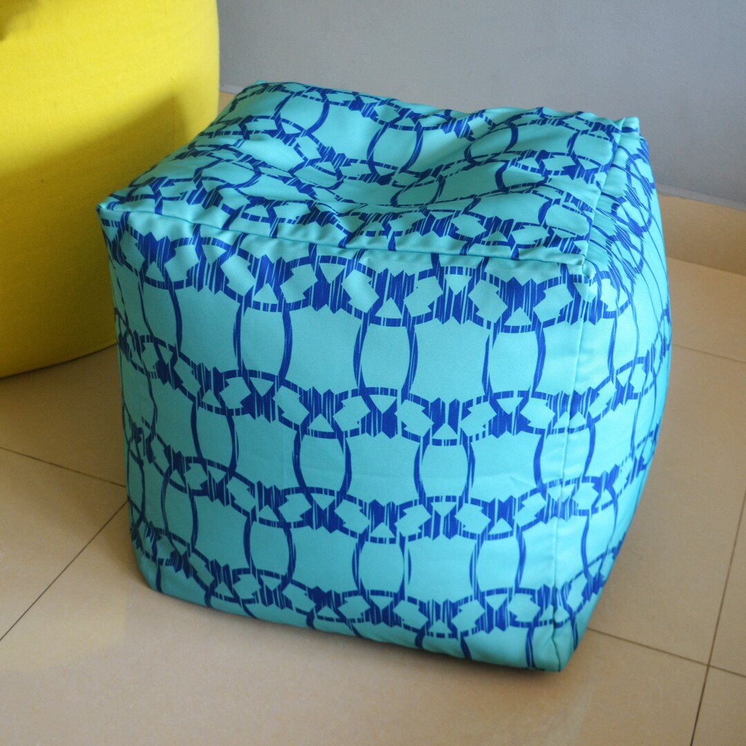 WATERPROOF OUTDOOR Pouf / Ottoman Cover 16 Cube Turquoise/aqua ...