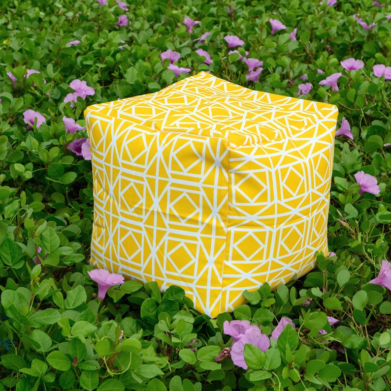 WATERPROOF OUTDOOR Pouf / Ottoman Cover 16 Square Bright Etsy