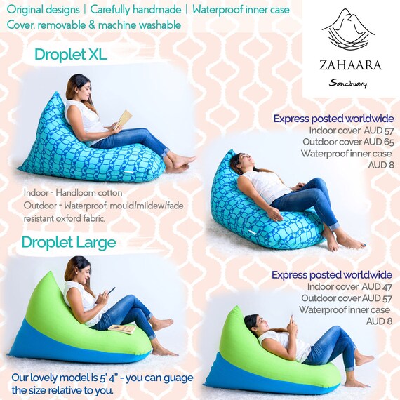 OUTDOOR Green Bean Bag Chair Cover With Waterproof Inner Case