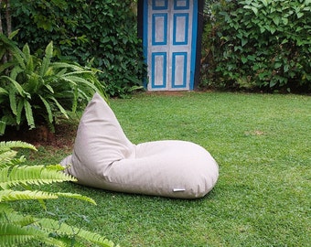OUTDOOR bean bag chair cover Beige, Cream with waterproof inner case, outdoor bean bag covers, large bean bag chairs, Cream