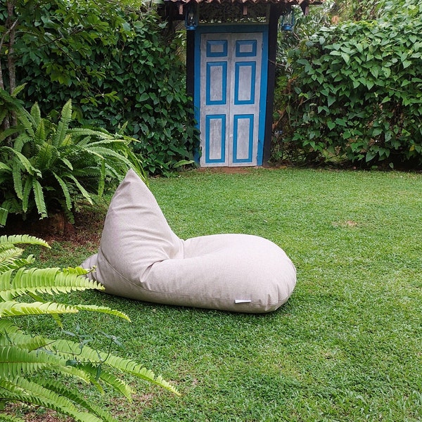 OUTDOOR bean bag chair cover Beige, Cream with waterproof inner case, outdoor bean bag covers, large bean bag chairs, Cream
