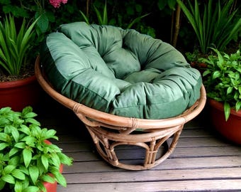Donkergroene Papasan-stoelkussenhoes van zacht fluweel, ook te gebruiken als vloerkussen