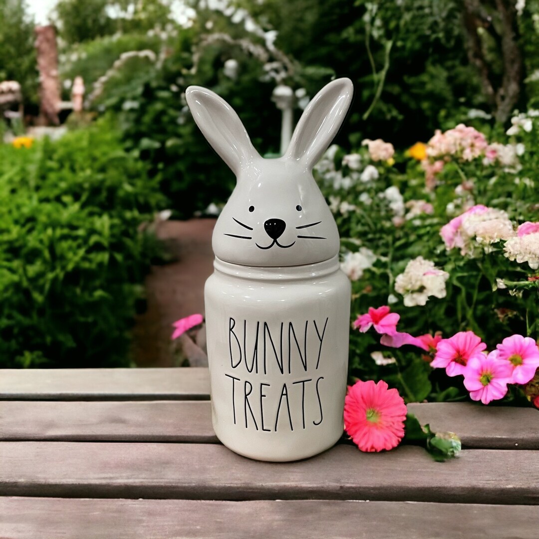 Whimsical Barely There PINK Ceramic Rae Dunn Magenta BUNNY TREATS Large