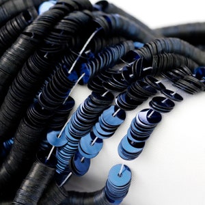 Blue Metallic French Sequins: 3mm, 5mm Haute Couture Embroidery