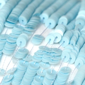 Light Blue Porcelain 4mm flat sequins, Langlois Martin no 6034, 1000 pcs, Luneville embroidery, Tambour embroidery, sequin on string, PAE6
