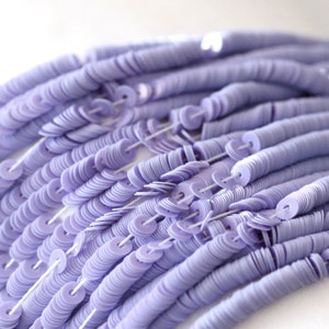 Light Purple Porcelain 3 mm French flat sequin, LM 6025 on string, Langlois Martin paillette, Luneville embroidery, Tambour embroidery PAE39
