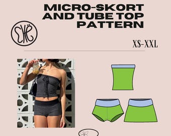 Micro-Short/Skort and Tube Top Pattern XS-XXL | DIY Sewing instructions for matching set (Pdf download)