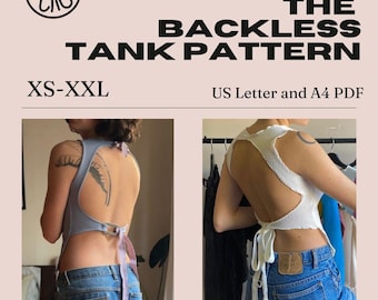Backless Tank Top Sewing Pattern - XS-XXL - DIY instructions (pdf Download)