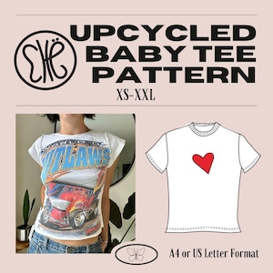 Upcycled Baby-Tee Sewing Pattern | DIY T-shirt sewing instructions for vintage and upcycled t-shirts | Detailed tutorial for Sizes XS-XXL