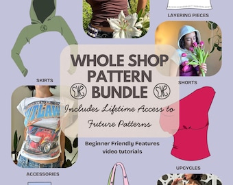 Whole Shop Beginner Sewing Pattern Bundle - Lifetime access to PDF downloads