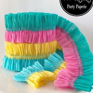 Double-Layer Ruffled Crepe Paper Streamers @ 4 yards (12 feet)-Pick Your Color Combination