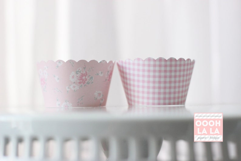 MADE TO ORDER Pretty In Pink Cupcake Wrappers Set of 12 image 3