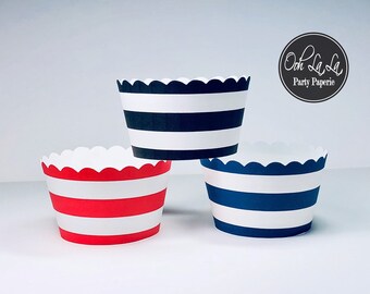 MADE TO ORDER Striped Cupcake Wrappers- Set of 12