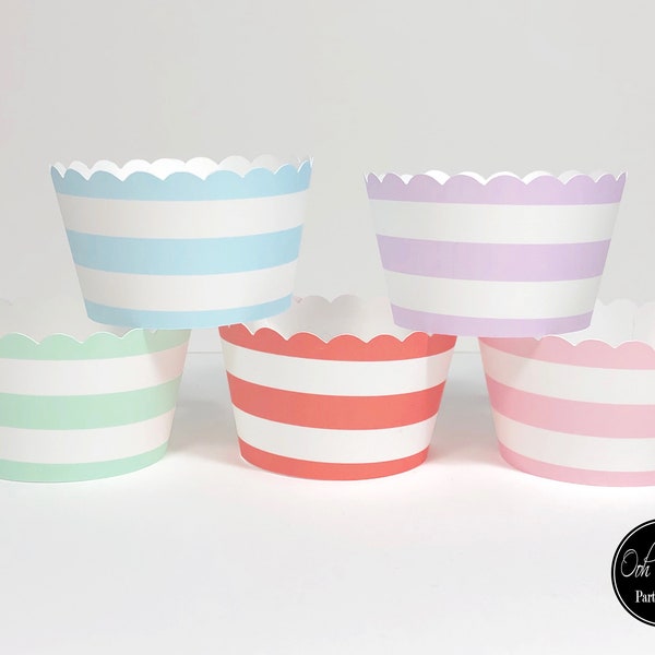 MADE TO ORDER Striped Cupcake Wrappers- Set of 12