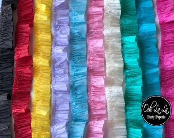 MADE TO ORDER Edge- Ruffled Crepe Paper Streamers/Garland- many colors available