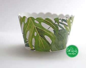 Set of 50- MADE TO ORDER Tropical Leaves Cupcake Wrappers