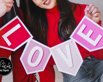 Red, White, and Pinks LOVE Banner