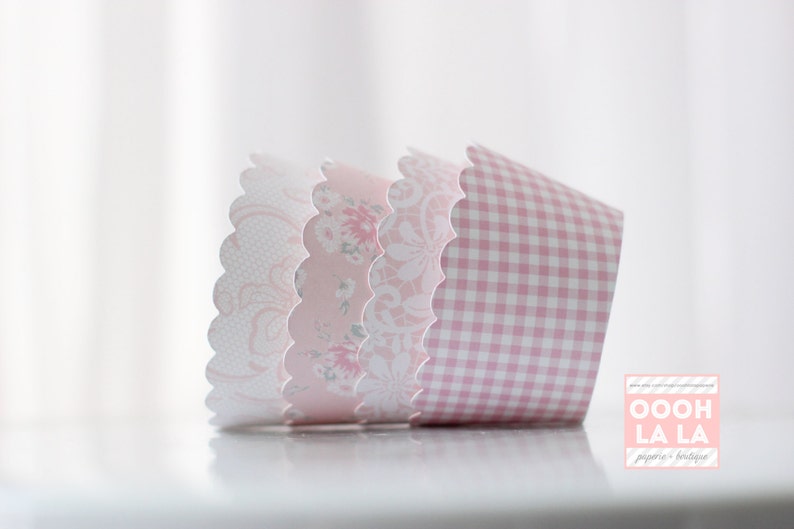 MADE TO ORDER Pretty In Pink Cupcake Wrappers Set of 12 image 1