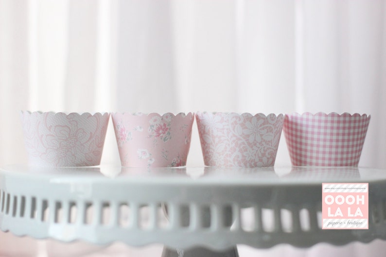 MADE TO ORDER Pretty In Pink Cupcake Wrappers Set of 12 image 2