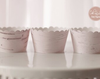 Set of 50 MADE TO ORDER Natural Style Birch Tree Bark-style Cupcake Wrappers
