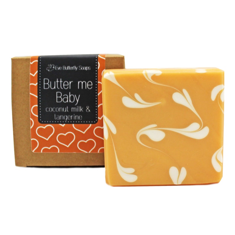 74.17 EUR/1 kg natural soap Butter me Baby with coconut milk Milk soap, tangerine scent image 1