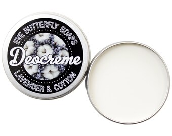 Deocreme "Lavender & Cotton" - Travelsize 10 g oder Regular Size 50 g | aluminiumfrei, Duft nach frischer Wäsche, vegan