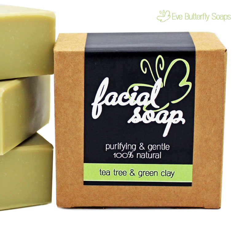 74.17 EUR/1 kg Gesichtsseife Tea Tree & Green Clay Facial Soap, Gesichtsreiniger, unreine Haut, grüne Tonerde Bild 3