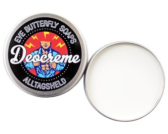 Deocreme "Alltagsheld Nr. 1" - Travelsize 35 g oder Regular Size 50 g | aluminiumfrei, sportiv frisch, Limetten, Vetiver