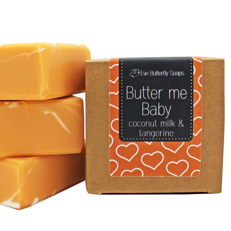 74.17 EUR/1 kg natural soap Butter me Baby with coconut milk Milk soap, tangerine scent image 3