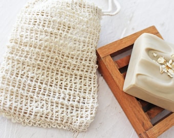 Sisal soap bag with cord | Dimensions: approx. 10 x 14 cm, for soap bars and leftovers