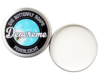 Deocreme "Federleicht" - Travelsize 35 g oder Regular Size 50 g | aluminiumfrei, pudrig-cremige Note, vegan