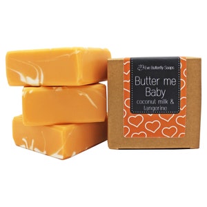 74.17 EUR/1 kg natural soap Butter me Baby with coconut milk Milk soap, tangerine scent image 2