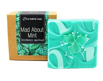 74,17 EUR/1 kg de savon naturel "Mad about Mint" | parfum frais et mentholé de menthe verte, de menthe poivrée et un soupçon d'eucalyptus