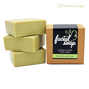 74.17 EUR/1 kg Gesichtsseife Tea Tree & Green Clay Facial Soap, Gesichtsreiniger, unreine Haut, grüne Tonerde Bild 1