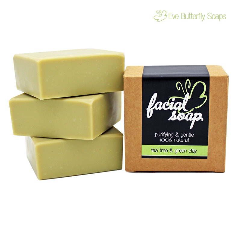 74.17 EUR/1 kg Gesichtsseife Tea Tree & Green Clay Facial Soap, Gesichtsreiniger, unreine Haut, grüne Tonerde Bild 1