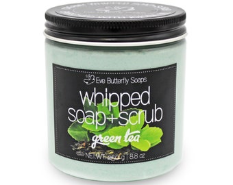 Whipped Soap+Scrub "Green Tea" | Dusch Peeling,  Zucker Peeling, Duft nach grünem Tee und Zitrusnoten