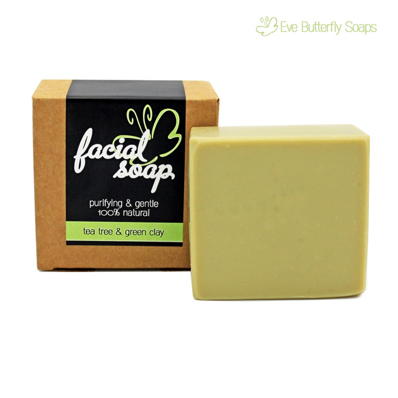 74.17 EUR/1 kg Gesichtsseife Tea Tree & Green Clay Facial Soap, Gesichtsreiniger, unreine Haut, grüne Tonerde Bild 2