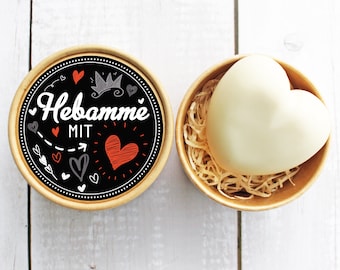 Midwife with Heart | Heart Soap 95g, A token of appreciation for the midwife, a thank-you gift